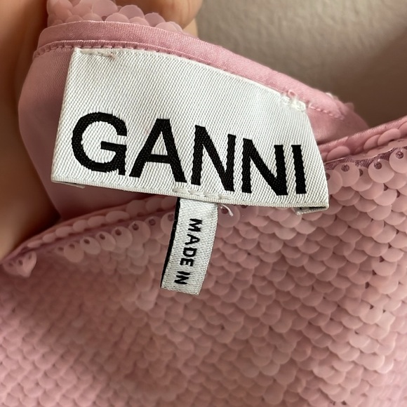Ganni Sequin Mini Dress Women’s Size 8 Y2K Soft Girl Barbiecore Powder Pink - Picture 8 of 10